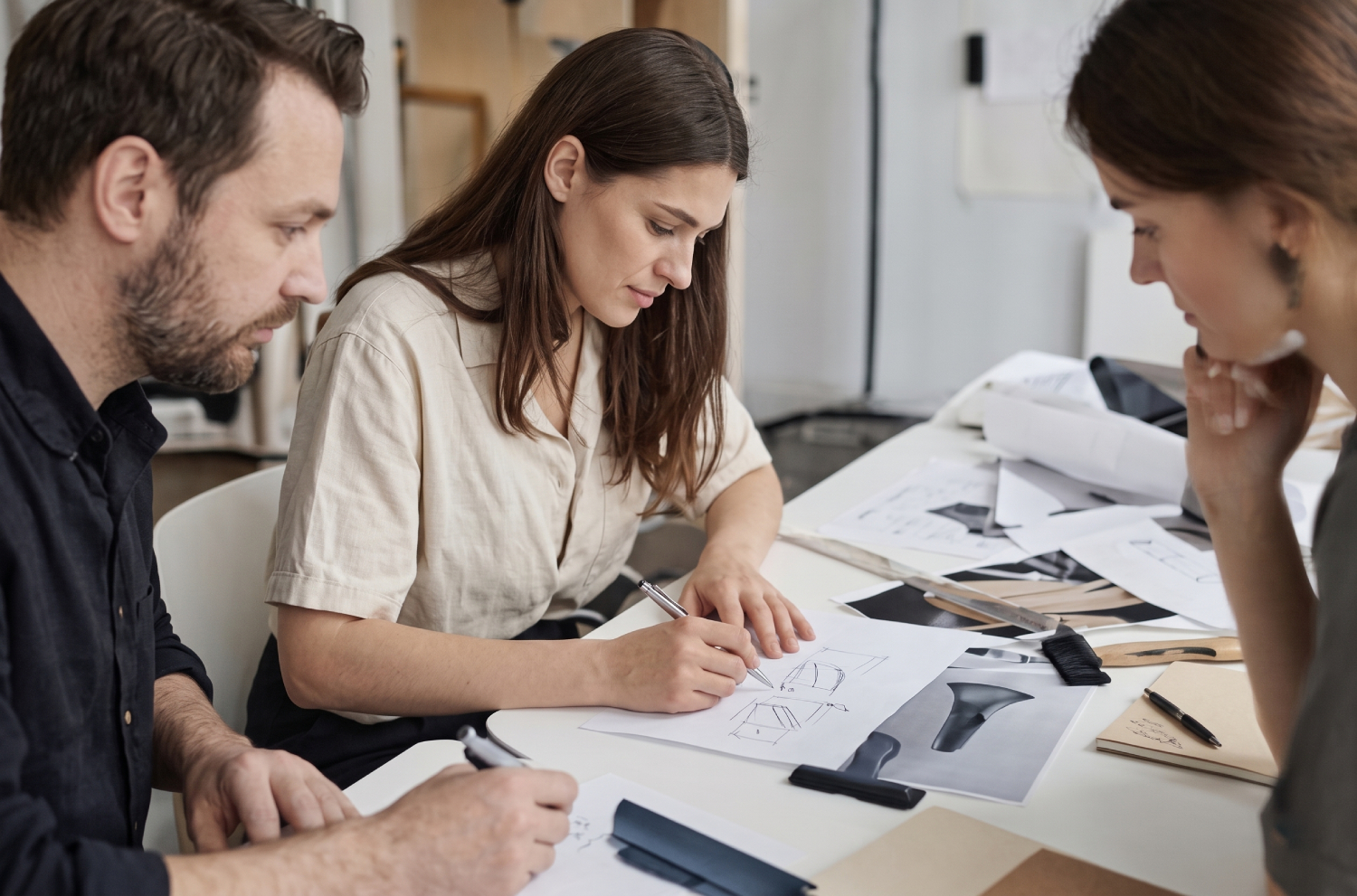 Creative team working at desk